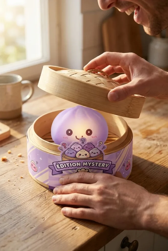 Déballage du Veilleuse Mystery Squishy Dumpling Lumineuse — la boîte panier vapeur s'ouvre