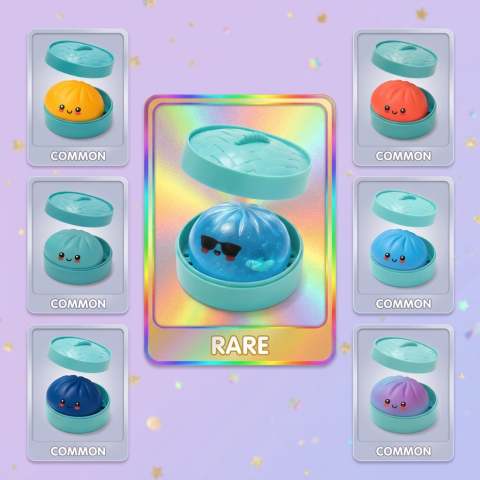 Mystery Dumpling Squishy Édition Été — carte des raretés (commun, rare, ultra rare)