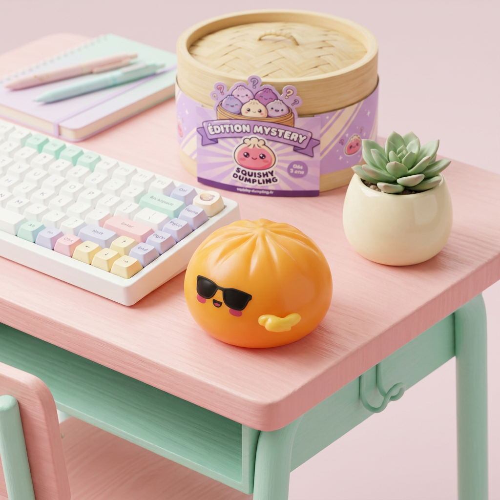 Mystery Dumpling Squishy Lunettes De Soleil en ambiance sur un bureau