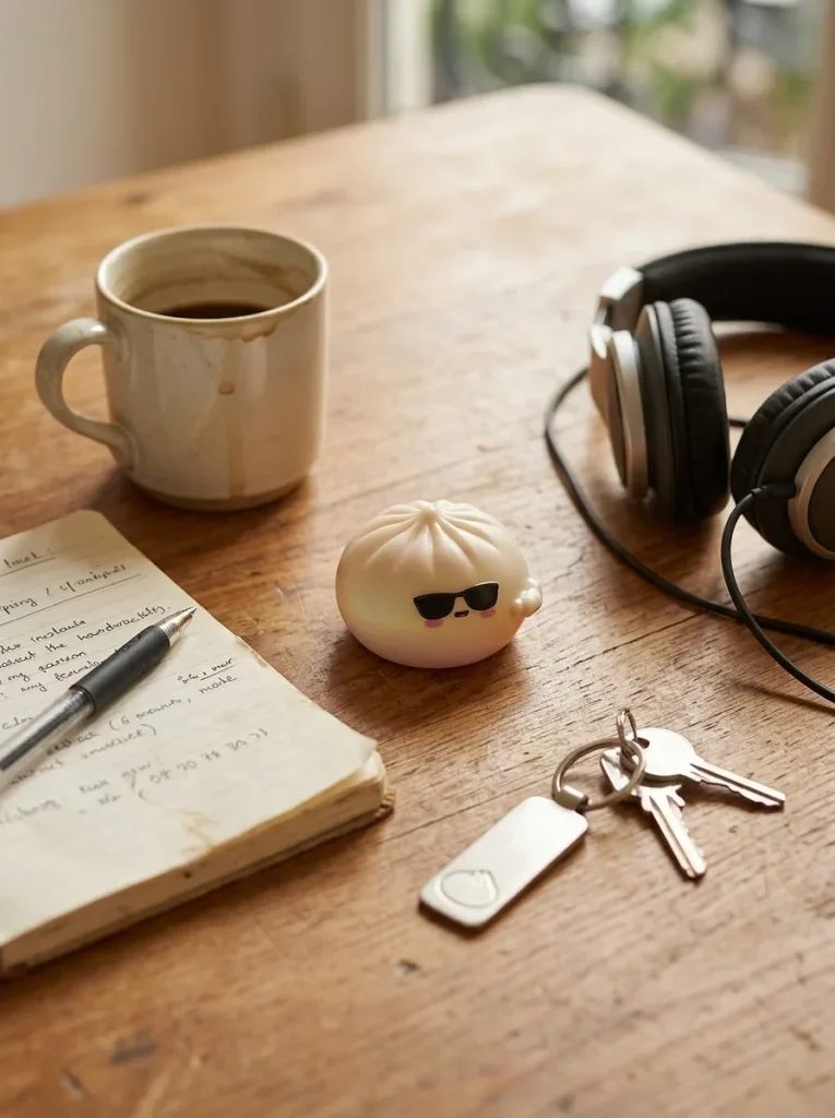 Mystery Dumpling Squishy Lunettes De Soleil posé sur un bureau, dans le quotidien