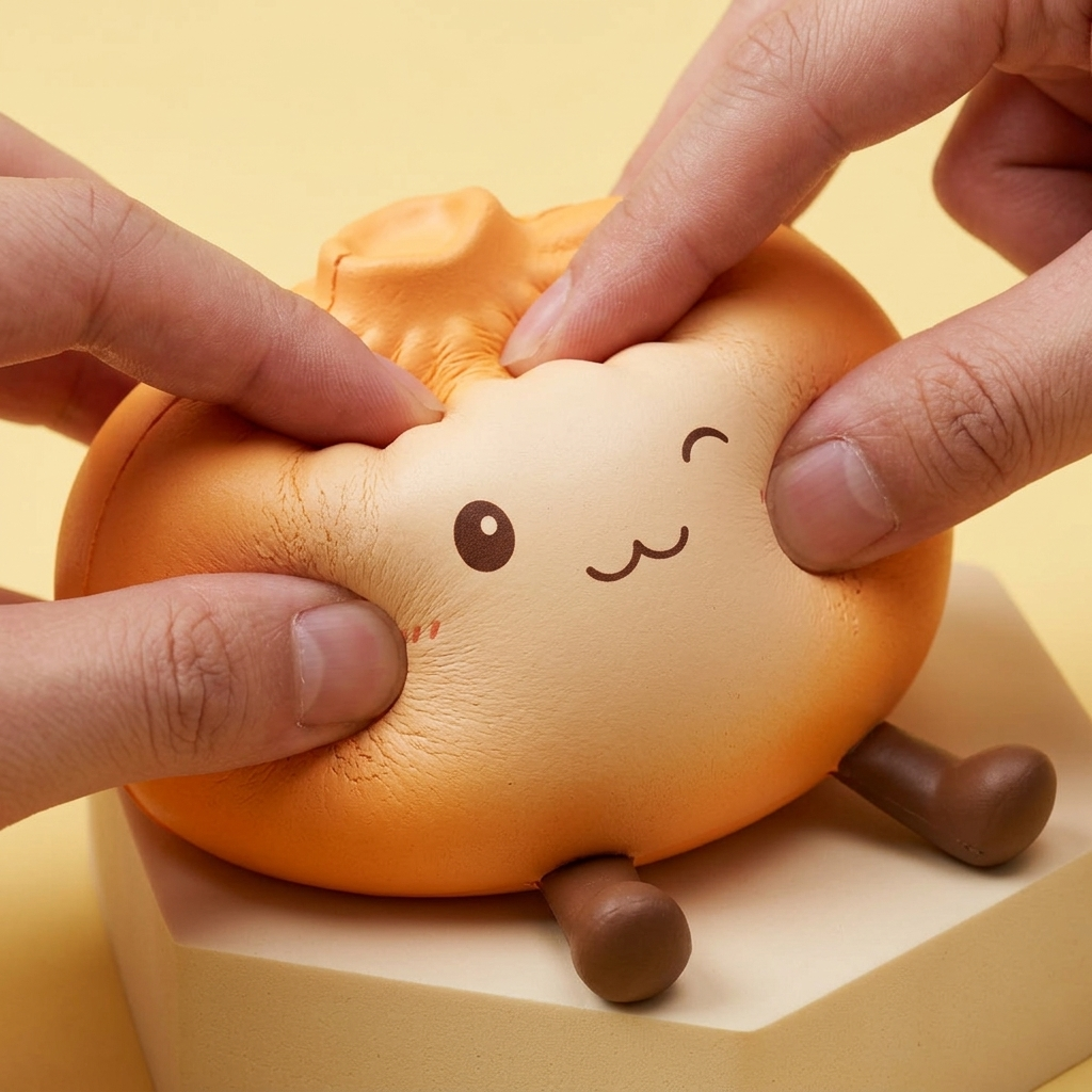 Giant Dumpling Squishy Orange — effet slow-rise, la mousse regonfle