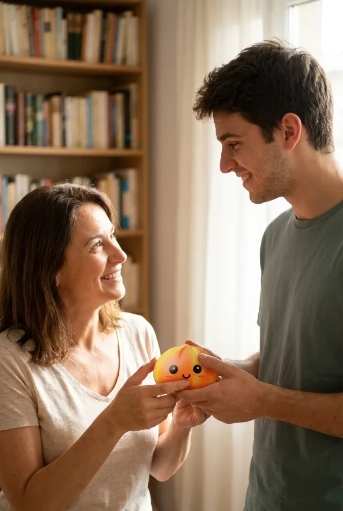 Squishy Dumpling Tie Dye Orange offert en cadeau entre deux personnes
