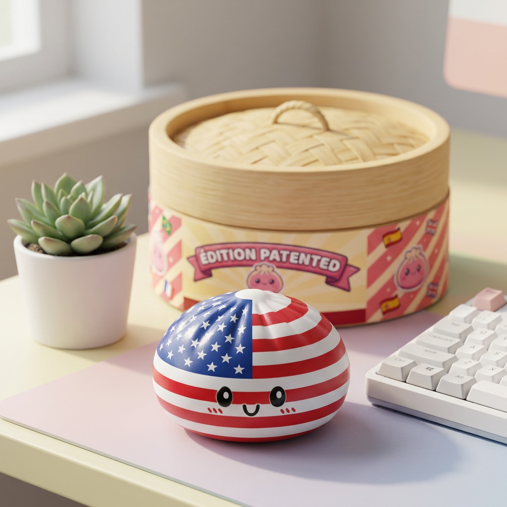 Squishy Dumpling USA en ambiance sur un bureau