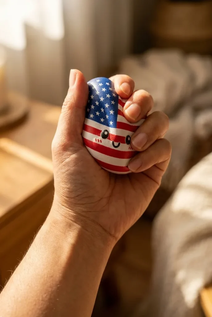 Squishy Dumpling USA pressé dans la main — effet squishy slow-rise