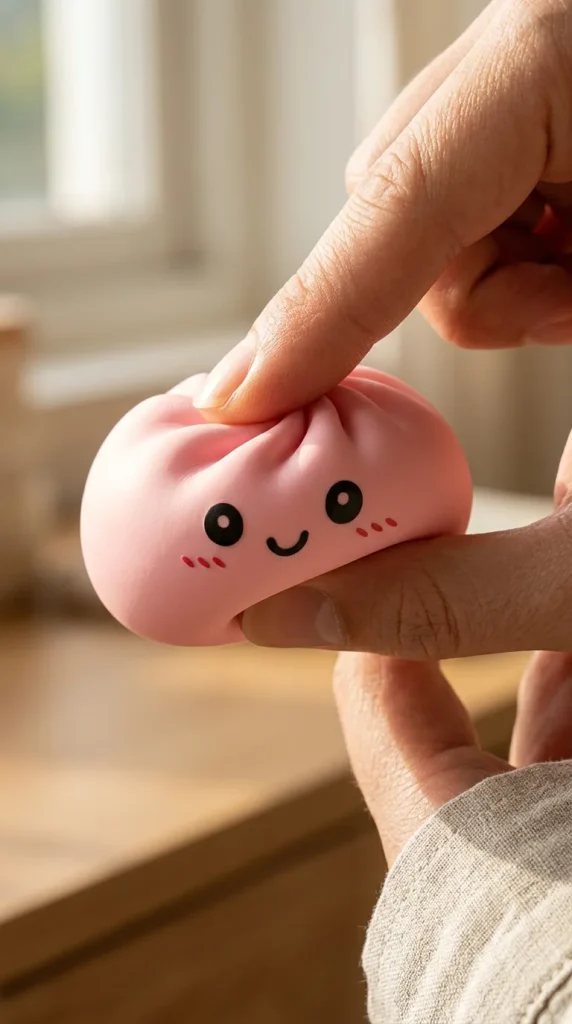 Pink Squishy Dumpling Fleur Douceur pressé dans la main — effet squishy slow-rise