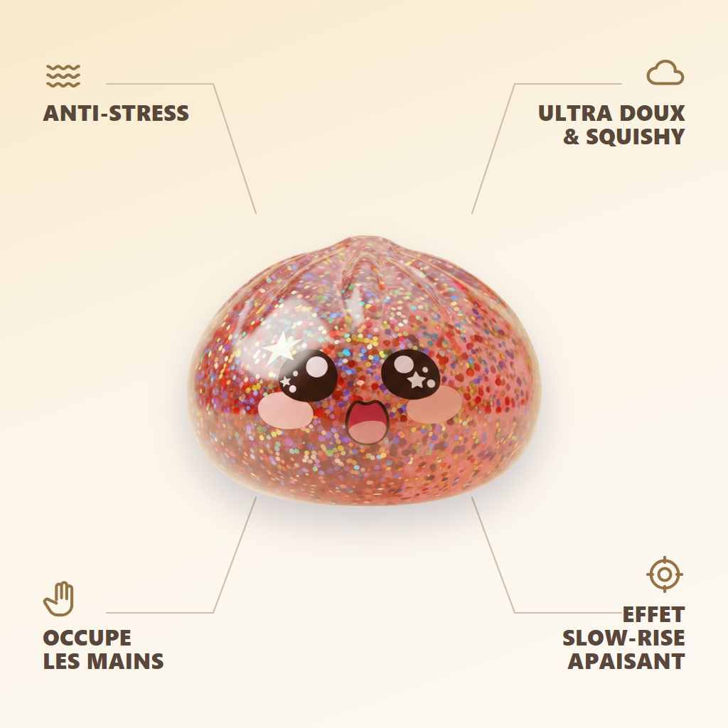 Galaxy Dumpling Squishy Rose Kawaii — anti-stress, ultra doux, effet slow-rise