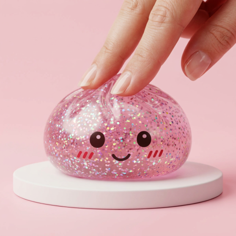Glitter Dumpling Squishy Rose Kawaii pressé dans la main, matière squishy