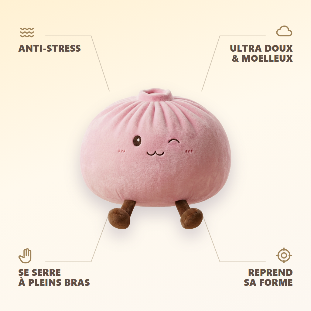 Squishy Dumpling Toy Rose Géant — anti-stress, ultra doux et moelleux