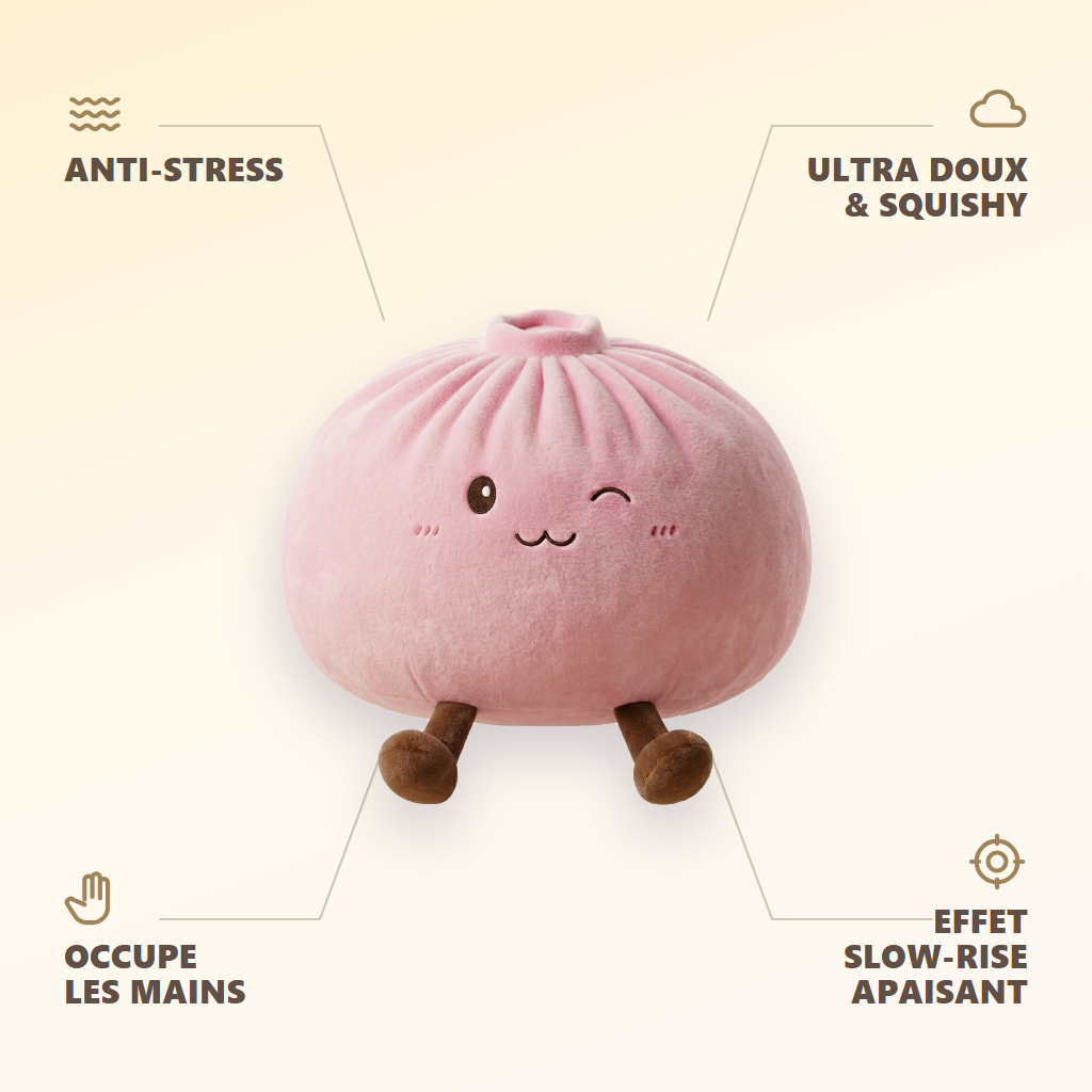 Squishy Dumpling Toy Rose Géant — anti-stress, ultra doux, effet slow-rise