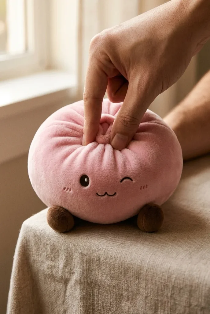 Squishy Dumpling Toy Rose Géant pressé dans la main — effet squishy slow-rise