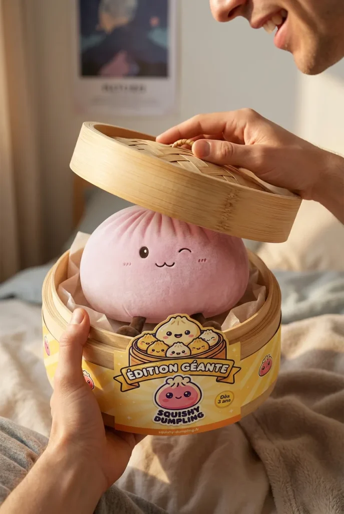 Déballage du Squishy Dumpling Toy Rose Géant — la boîte panier vapeur s'ouvre