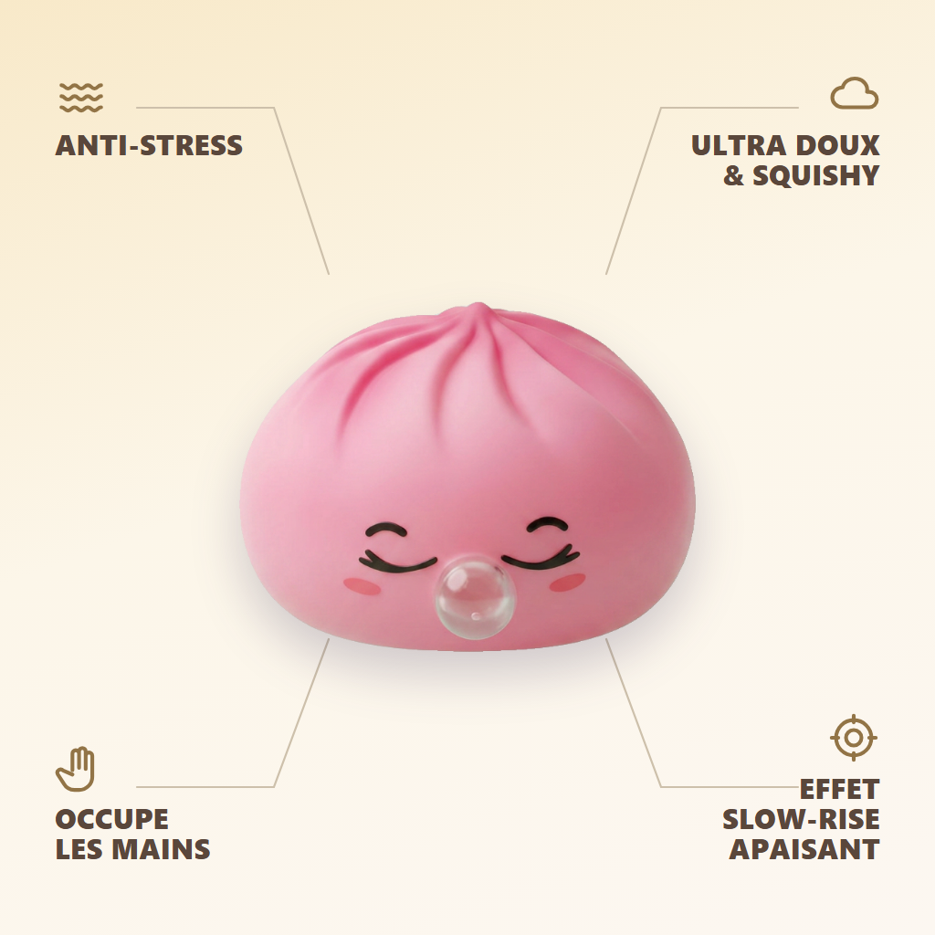 Squishy Dumpling Rose Rare Blow — anti-stress, ultra doux, effet slow-rise