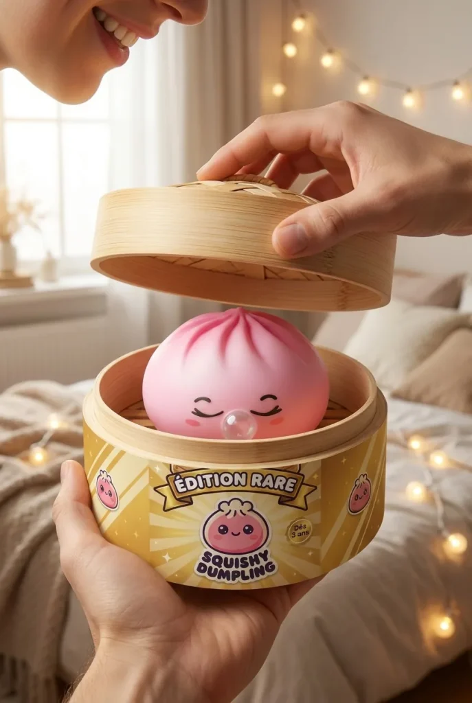 Déballage du Squishy Dumpling Rose Rare Blow — la boîte panier vapeur s'ouvre
