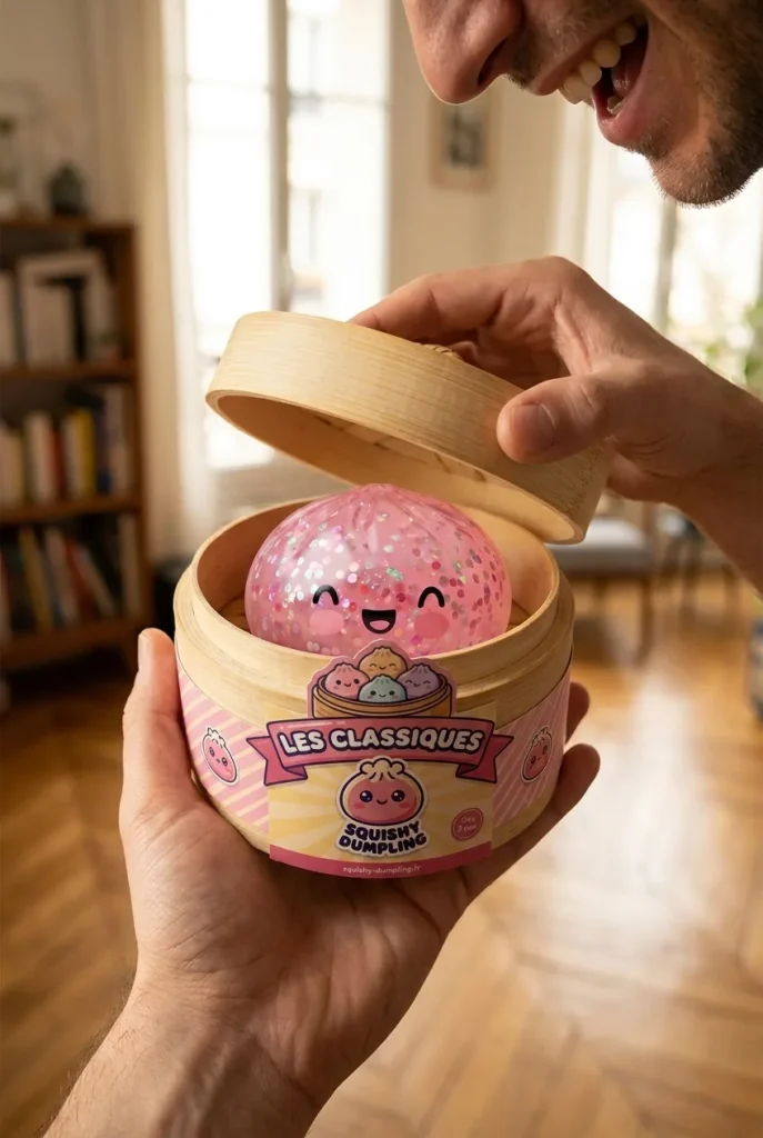 Déballage du Dumpling Squishy Rose Bubblegum Sparkle — la boîte panier vapeur s'ouvre