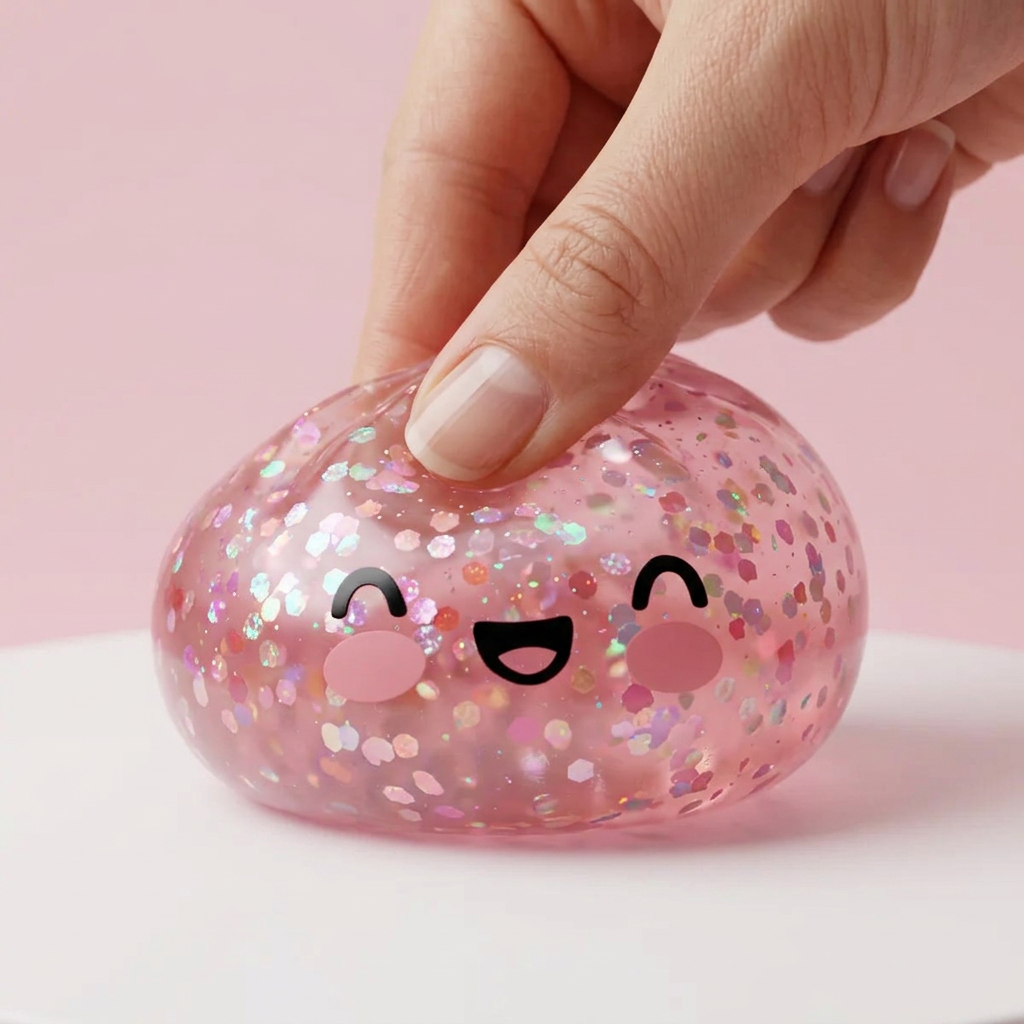 Dumpling Squishy Rose Bubblegum Sparkle — effet slow-rise, la mousse regonfle