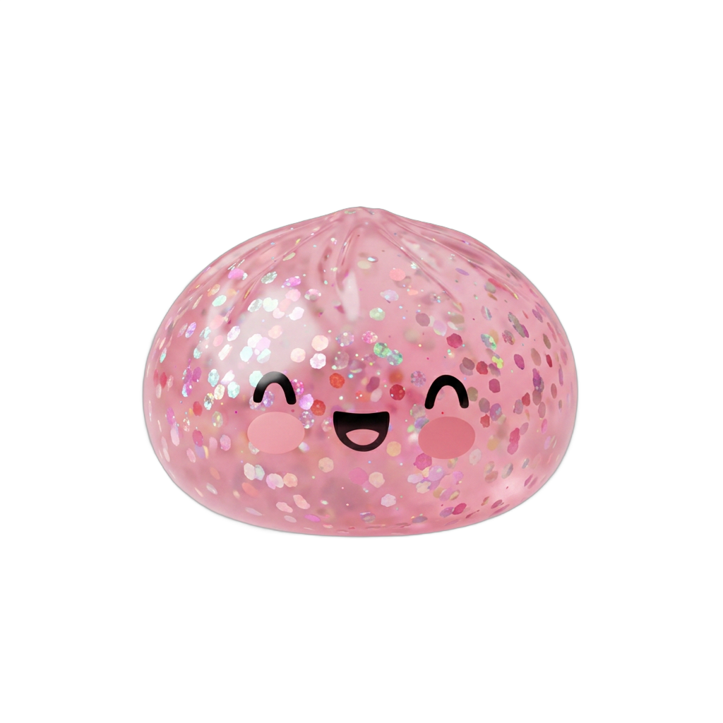 Dumpling Squishy Rose Bubblegum Sparkle — squishy anti-stress slow-rise kawaii