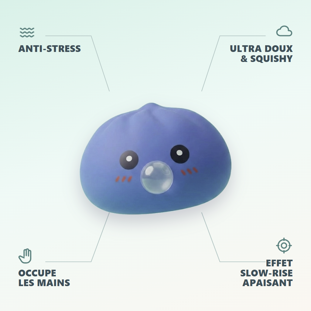 Dumpling Squishy Violet Gonflable Doux — anti-stress, ultra doux, effet slow-rise