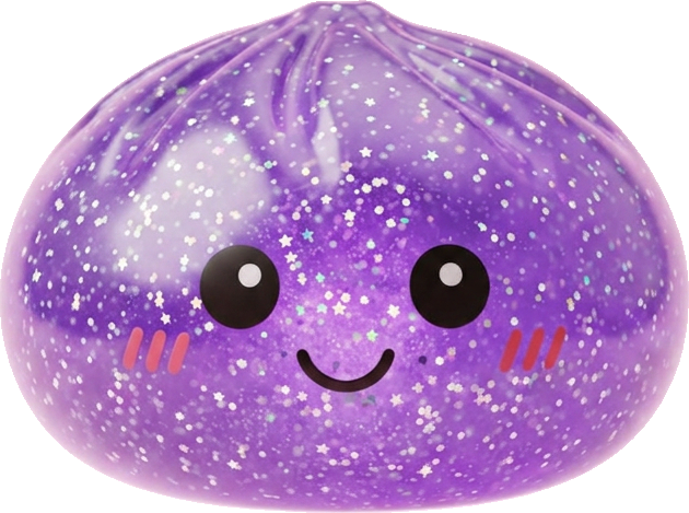 Glitter Dumpling Squishy Violet Rêveur — squishy anti-stress slow-rise kawaii