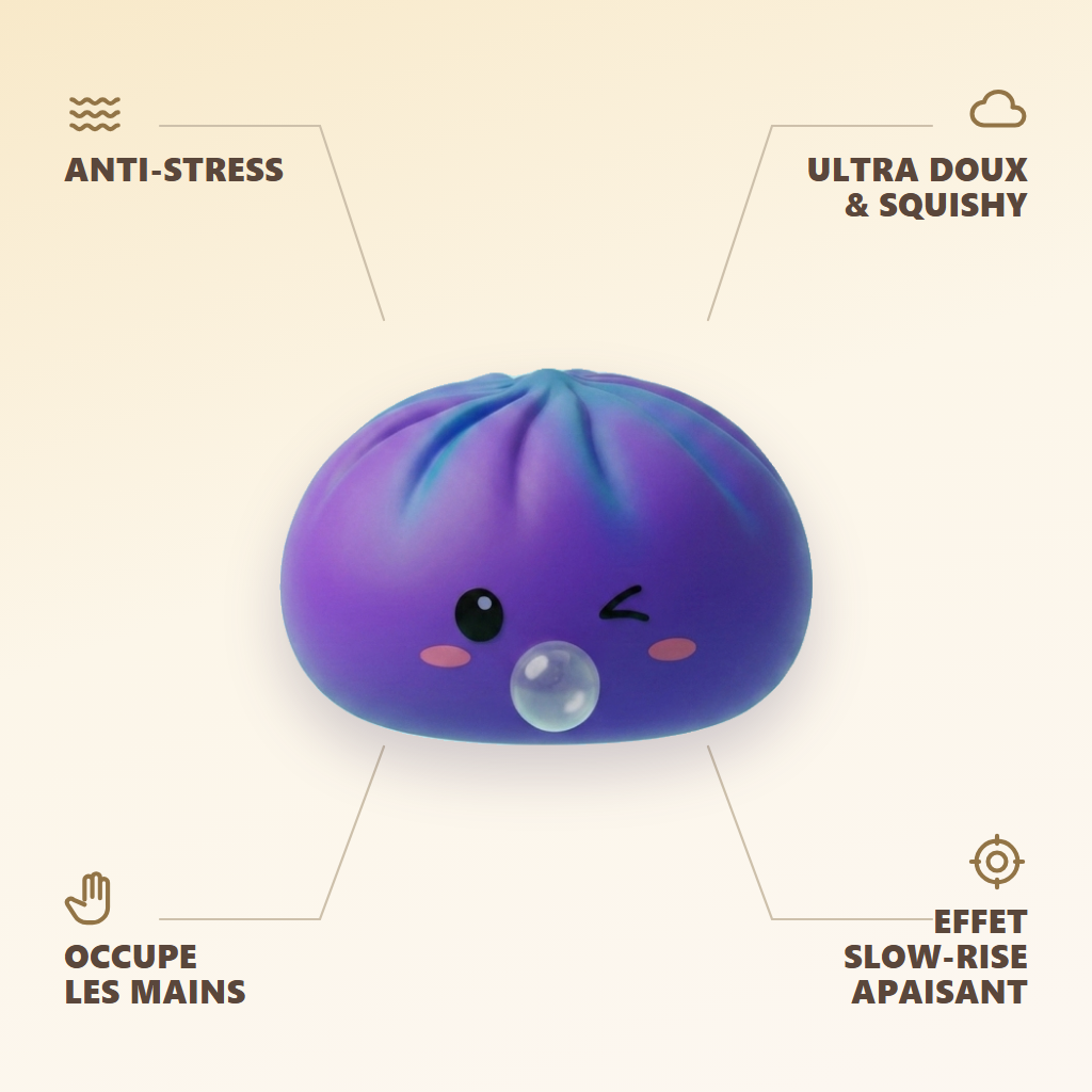 Dumpling Squishy Cosmic Purple Rare Blow — anti-stress, ultra doux, effet slow-rise