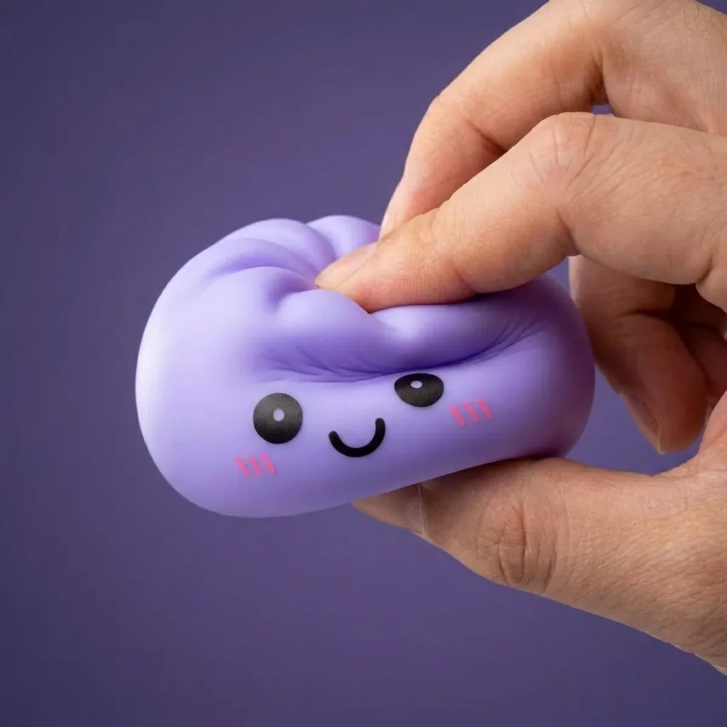 Veilleuse Dumpling Squishy Violette Douce pressé dans la main — effet squishy slow-rise