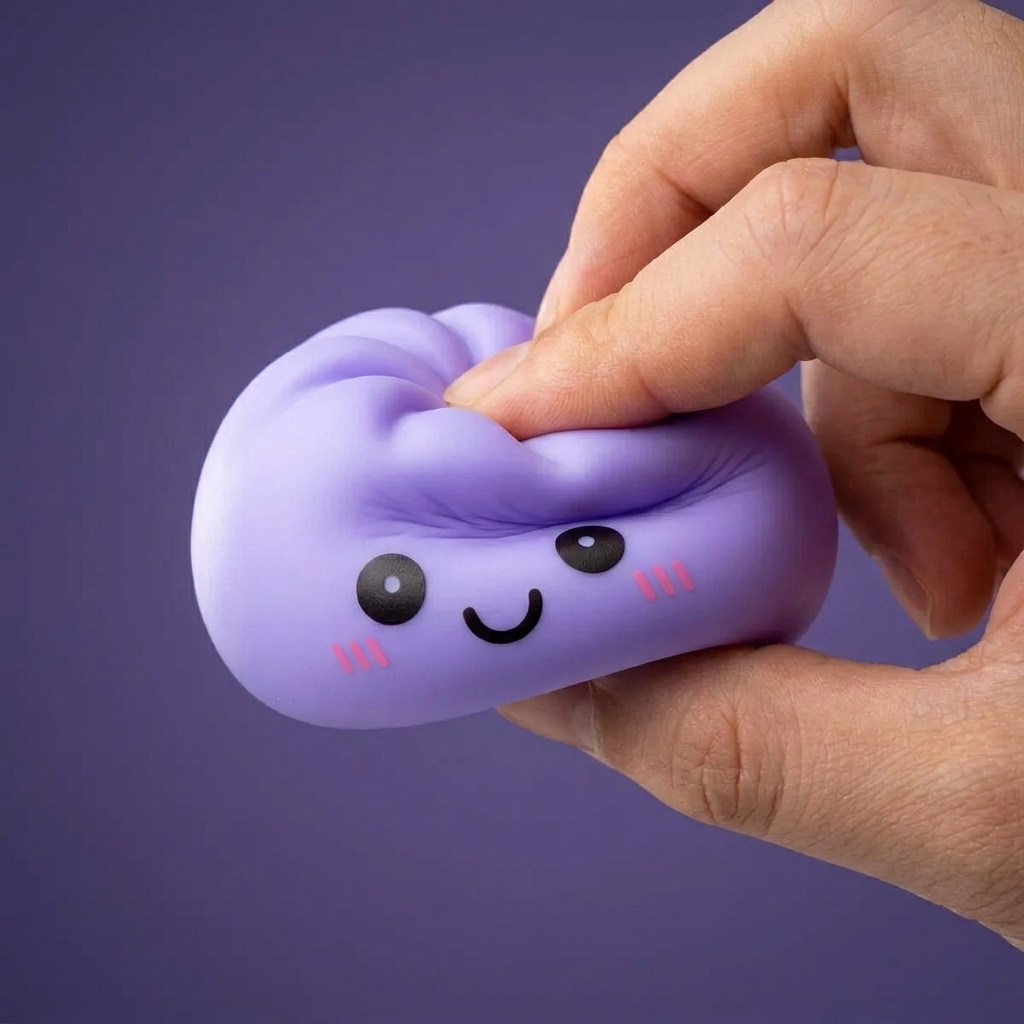 Veilleuse Dumpling Squishy Violette Douce pressé dans la main, matière squishy