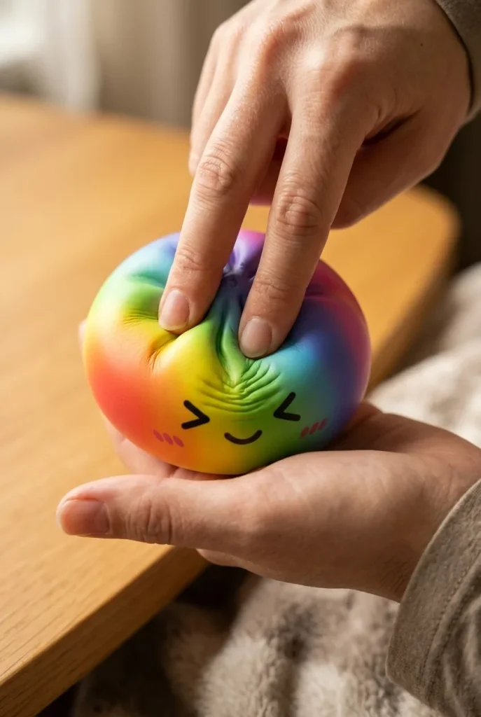 Rainbow Dumpling Squishy Multicolore Kawaii pressé dans la main — effet squishy slow-rise