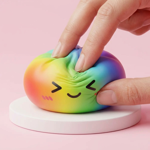 Rainbow Dumpling Squishy Multicolore Kawaii pressé dans la main, matière squishy