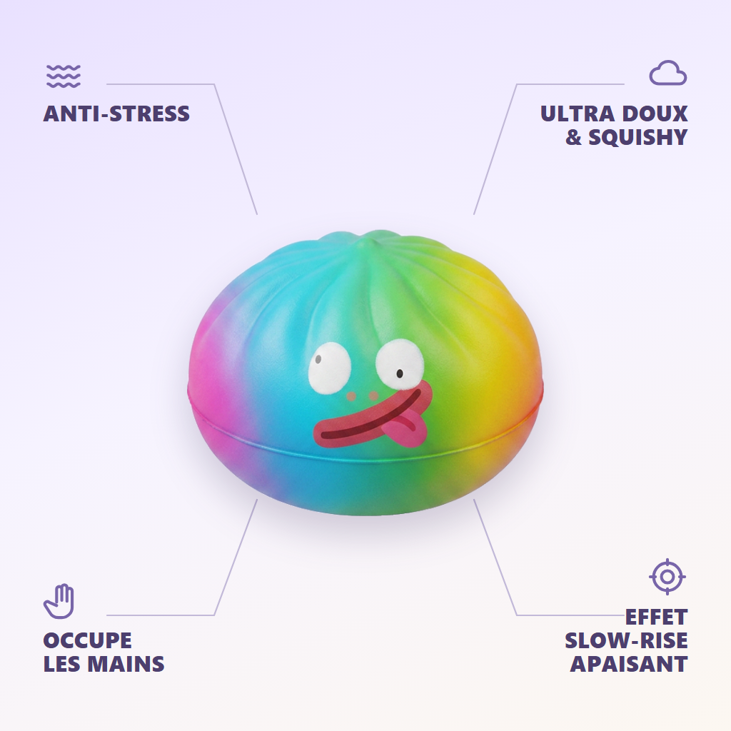 Rainbow Mystery Dumplings Squishy Édition Vive — anti-stress, ultra doux, effet slow-rise