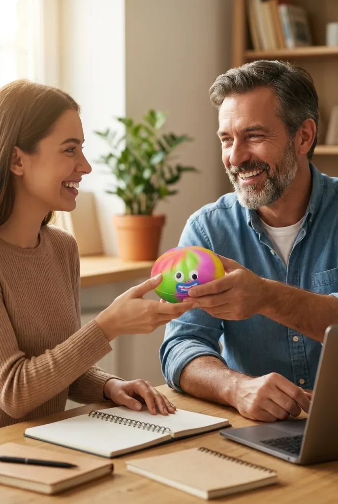 Rainbow Mystery Dumplings Squishy Édition Vive offert en cadeau entre deux personnes