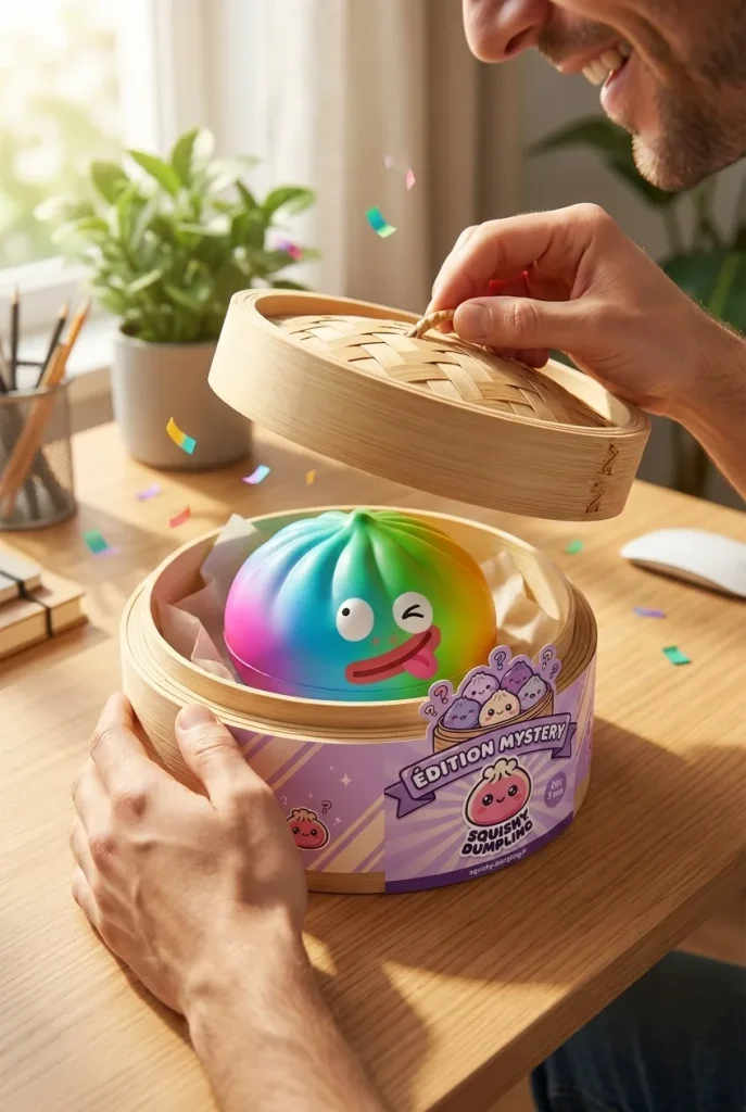 Déballage du Rainbow Mystery Dumplings Squishy Édition Vive — la boîte panier vapeur s'ouvre