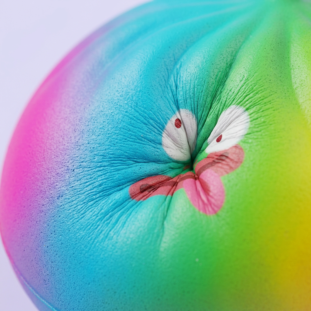 Rainbow Mystery Dumplings Squishy Édition Vive — gros plan macro sur la texture