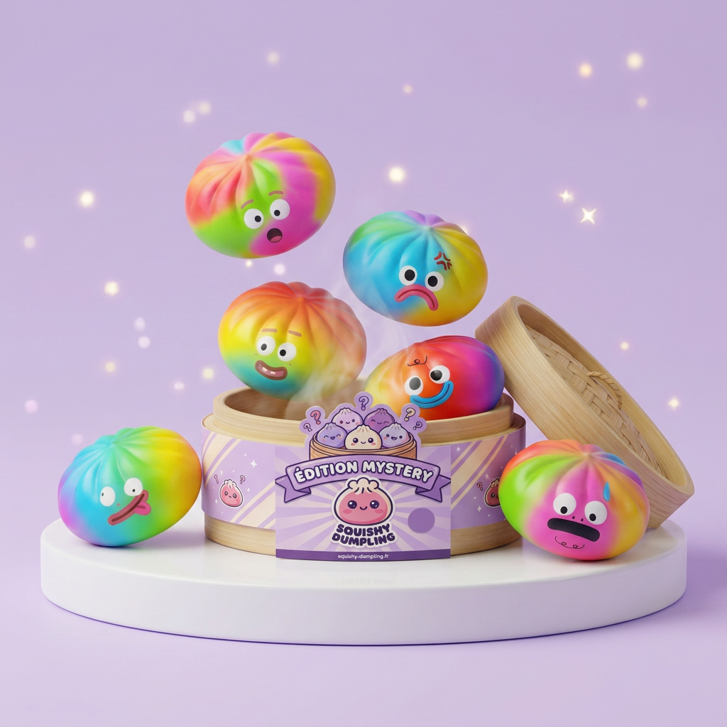 Rainbow Mystery Dumplings Squishy Édition Vive — squishy anti-stress slow-rise kawaii