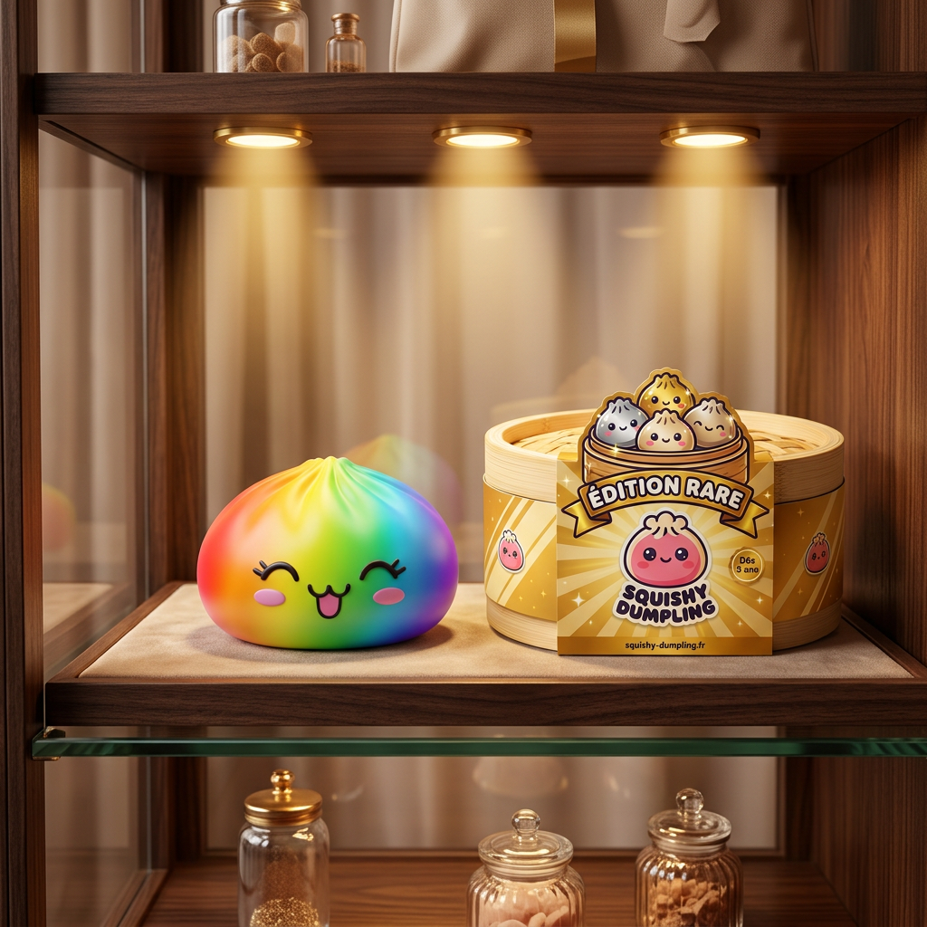 Rare Dumpling Squishy Arc-en-ciel Coloré en ambiance sur un bureau
