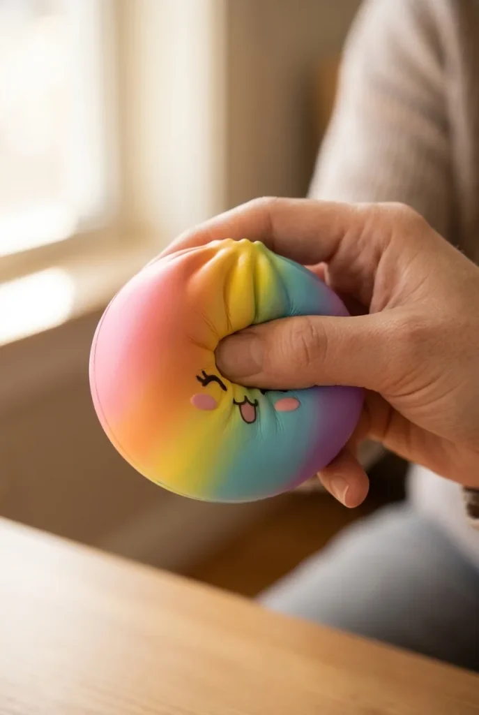 Rare Dumpling Squishy Arc-en-ciel Coloré pressé dans la main — effet squishy slow-rise