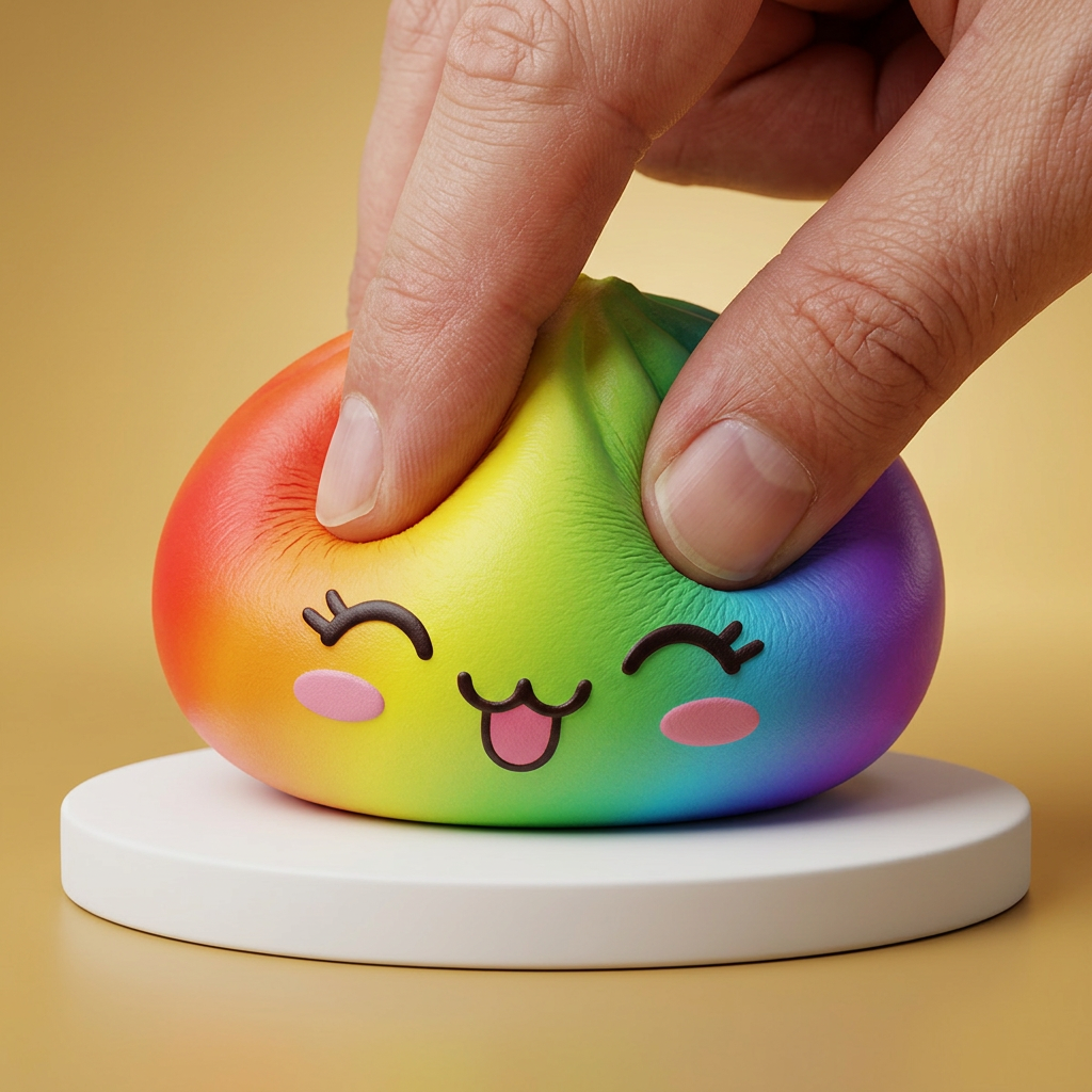 Rare Dumpling Squishy Arc-en-ciel Coloré — effet slow-rise, la mousse regonfle