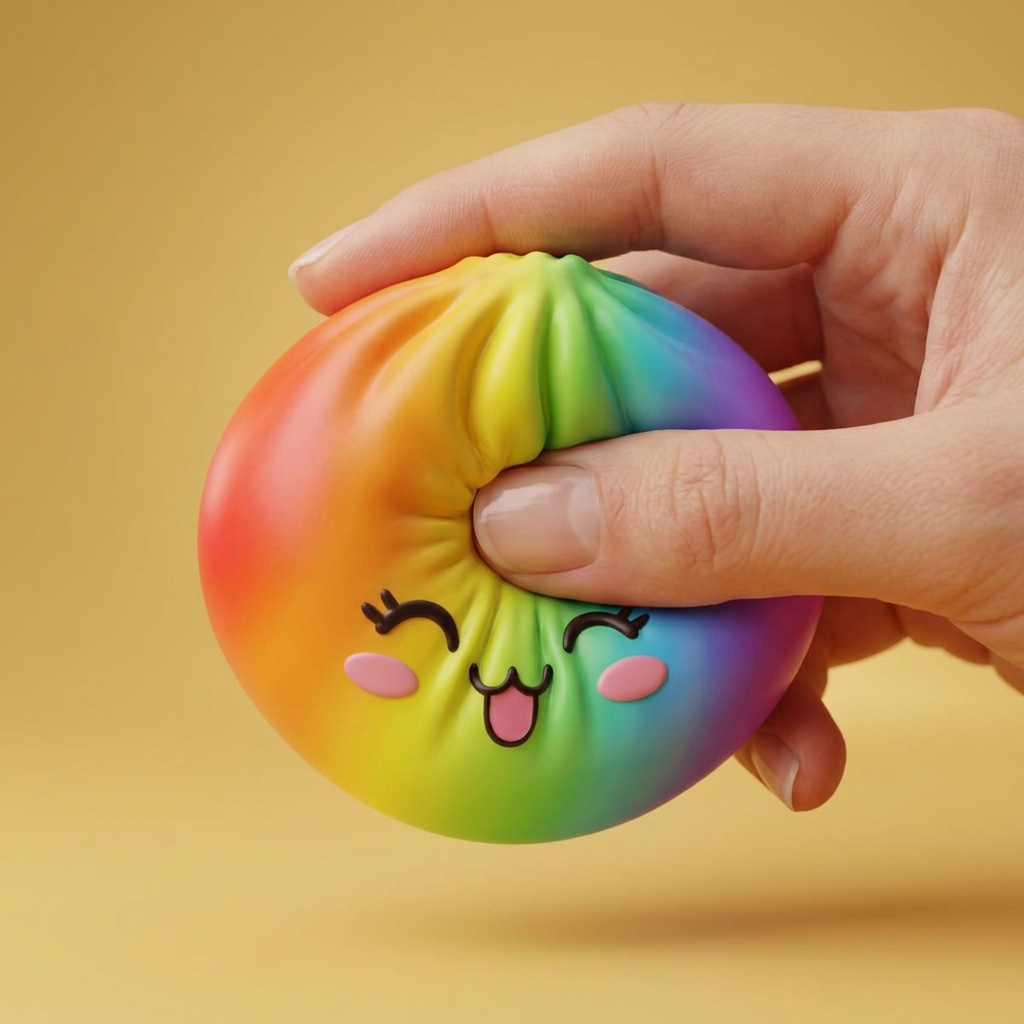 Rare Dumpling Squishy Arc-en-ciel Coloré pressé dans la main, matière squishy