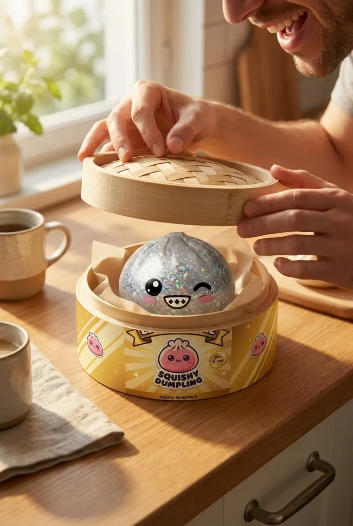 Déballage du Rare Dumpling Squishy Argenté Scintillant — la boîte panier vapeur s'ouvre