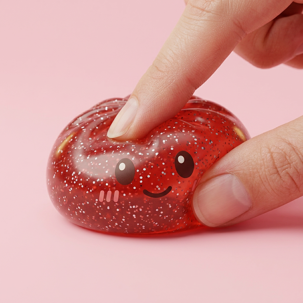 Glitter Dumpling Squishy Rouge Chance — effet slow-rise, la mousse regonfle