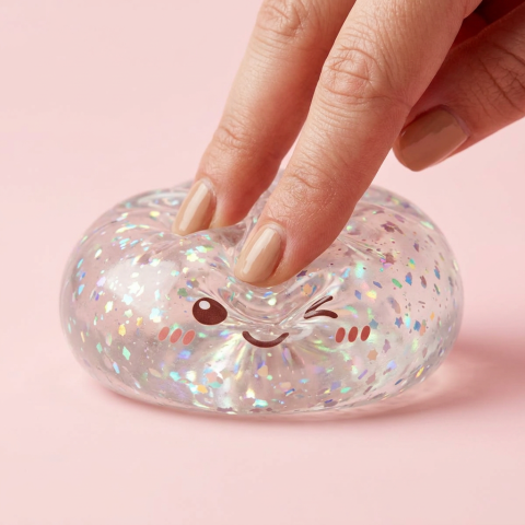 Glitter Dumpling Squishy Argenté Brillant pressé dans la main, matière squishy