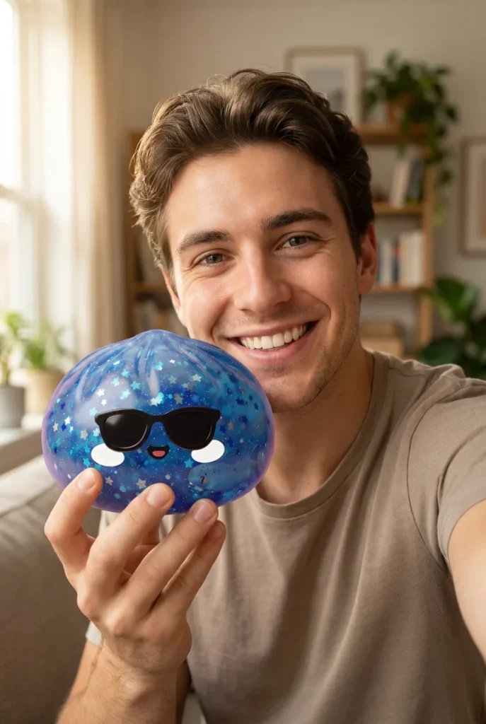 Squishy Dumpling Lunettes Sparkle tenu près du visage — photo client