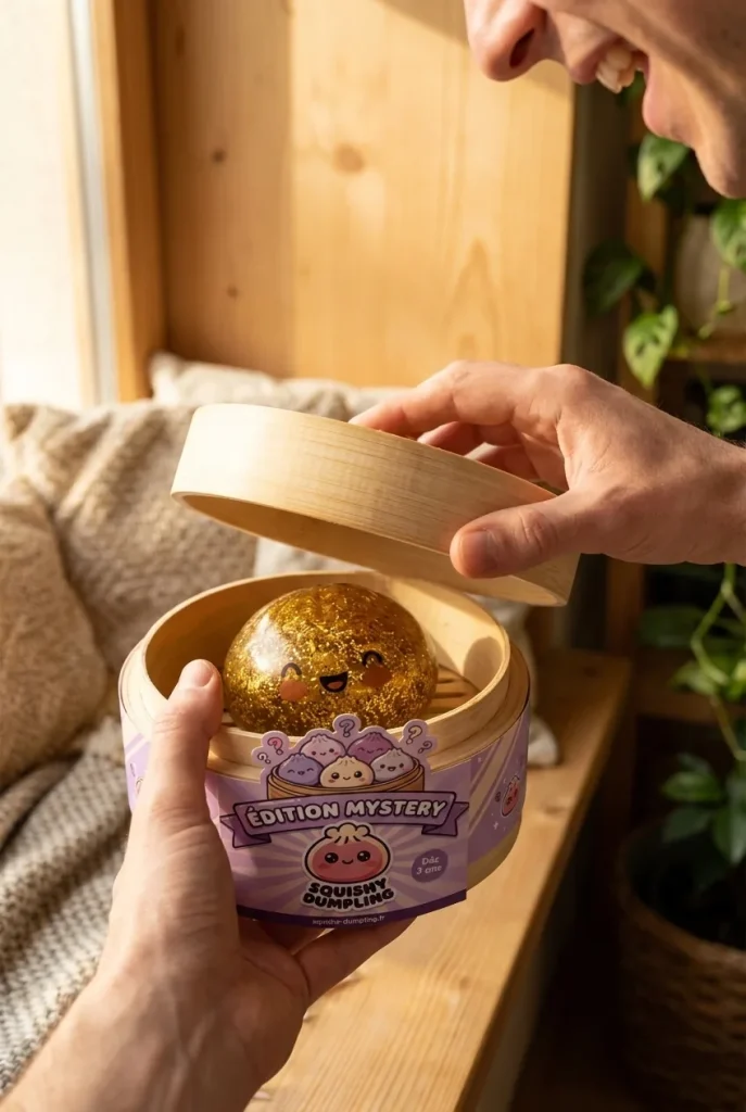 Déballage du Squishy Bun Mystery Dumpling Surprise — la boîte panier vapeur s'ouvre
