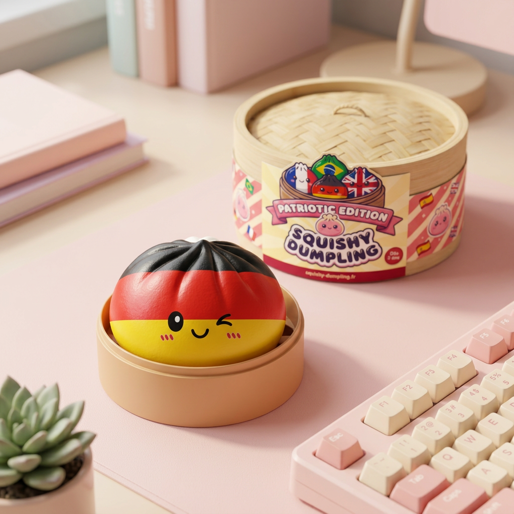Squishy Dumpling Allemagne en ambiance sur un bureau