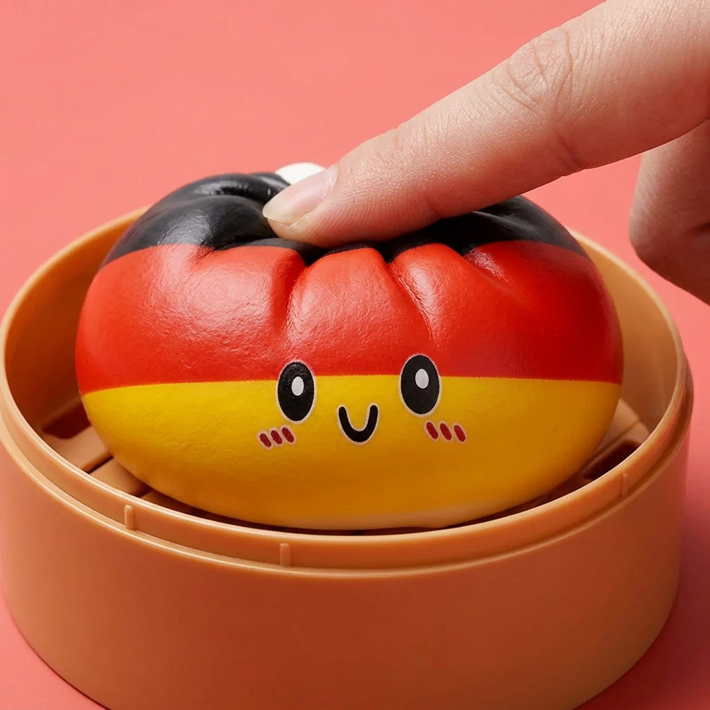 Squishy Dumpling Allemagne pressé dans la main, matière squishy
