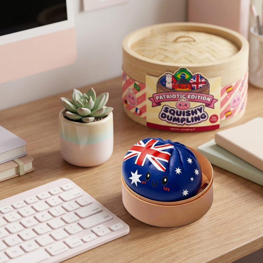 Squishy Dumpling Australie en ambiance sur un bureau