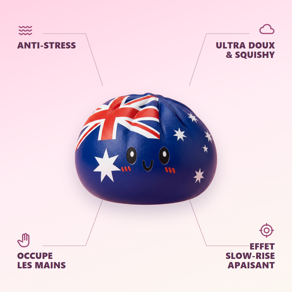 Squishy Dumpling Australie — anti-stress, ultra doux, effet slow-rise