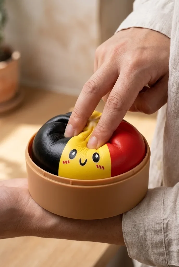 Squishy Dumpling Belgique pressé dans la main — effet squishy slow-rise