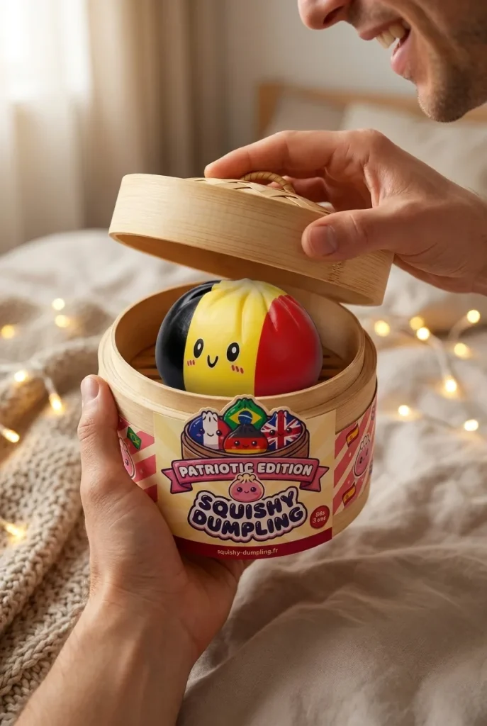 Déballage du Squishy Dumpling Belgique — la boîte panier vapeur s'ouvre