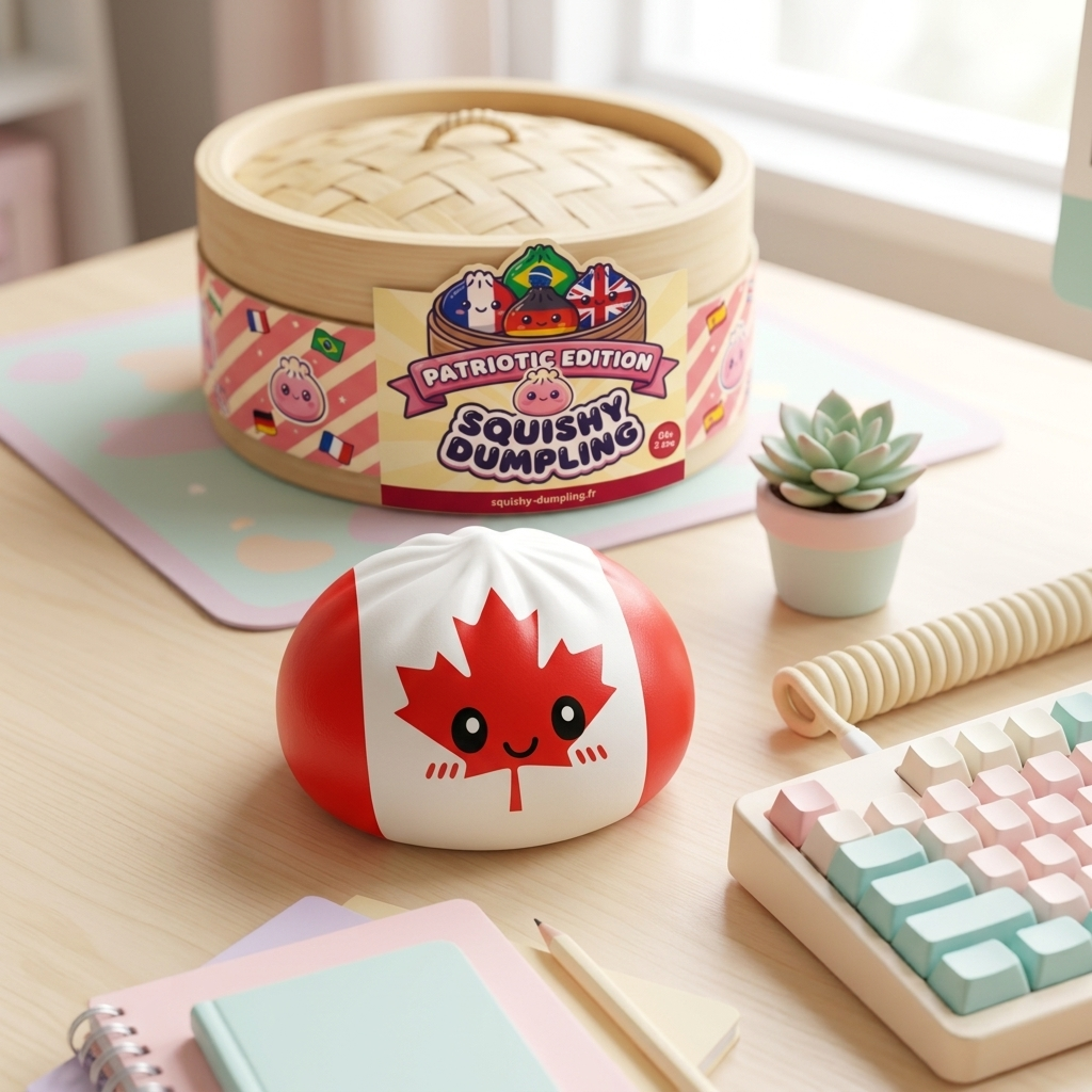 Squishy Dumpling Canada en ambiance sur un bureau