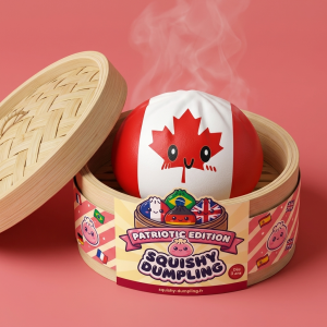 Squishy Dumpling Canada dans sa boîte panier vapeur bambou
