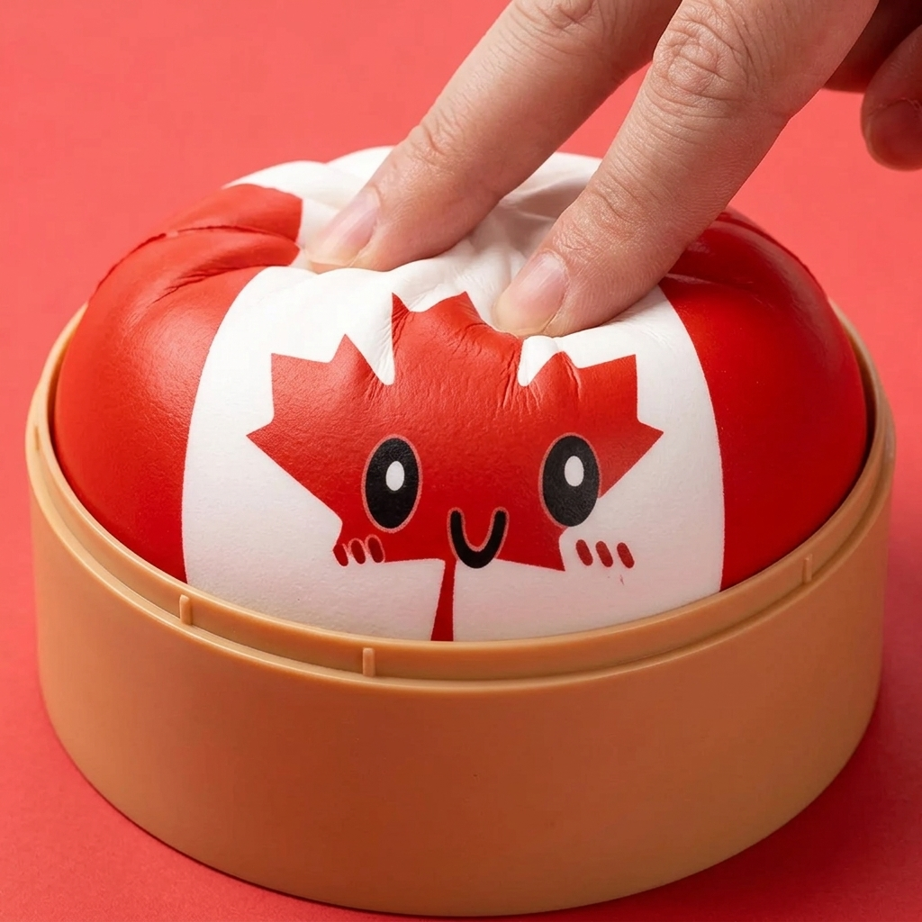 Squishy Dumpling Canada pressé dans la main, matière squishy